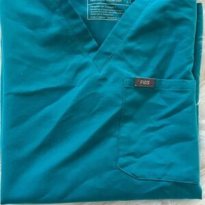 Figs Teal Scrub Top